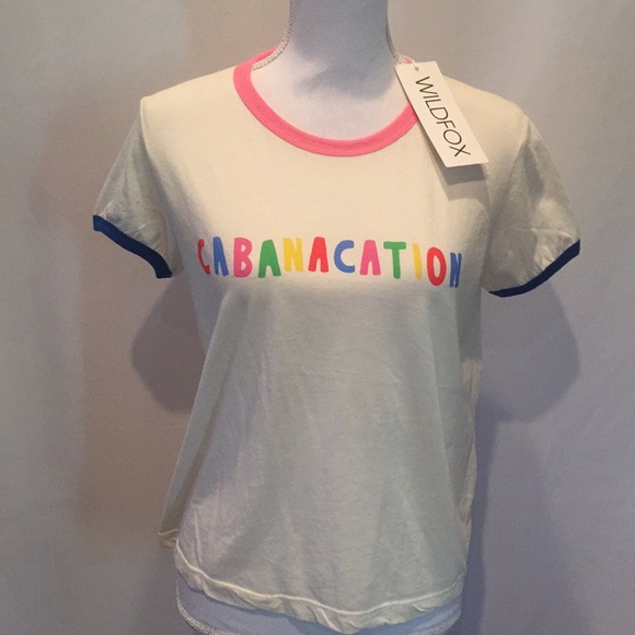 WILDFOX Cabanacation Tee Shirt Top Cotton NWT - Picture 4 of 7